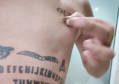 Showing Tattooed Breasts and Pierced Nipples - Squeezing and Touching Breasts - Tits Play