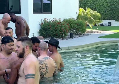 Massive Gay Hardcore Pool Orgy