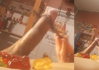 Jon Arteen Swallows Cum Candies in Nantaimori Style on His Sexy Gay Twink Body for Halloween Masturbating with Asian Chopsticks