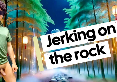 Lying in Rock Naked and Jerking off