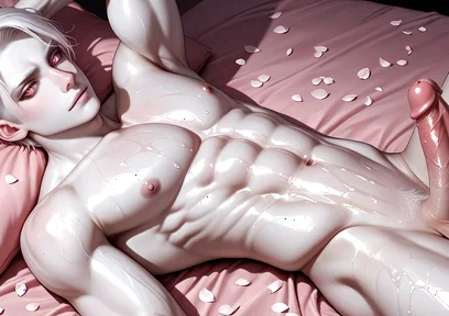 Albino Twink Oiled Chest Caress Leading to Gentle Cock Play