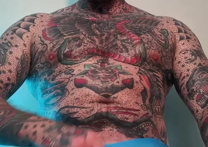Tattooed Dom Worship Cumshot POV