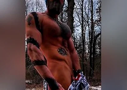 Thane Rivers Flexing And Stroking His Throbbing Cock!