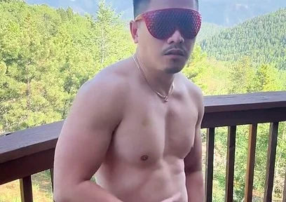 Mountain Top Tease: Muscular Asian Hunk's Solo Show