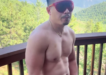 Mountain Top Tease: Muscular Asian Hunk's Solo Show