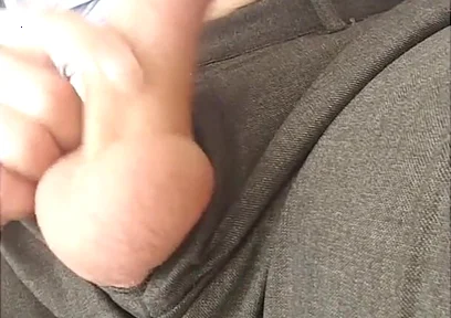 Playing with my cock in suit pants, then stripping and drenching my t-shirt in cum