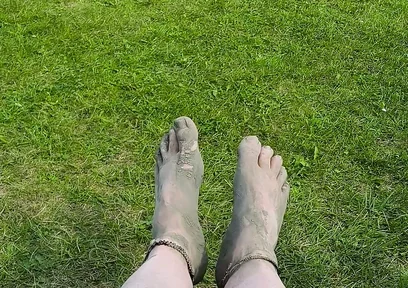 Barefoot Waiting for the Tide on the Beach