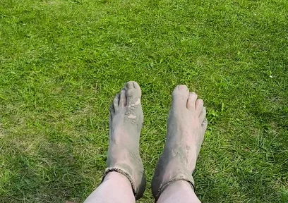 Barefoot Waiting for the Tide on the Beach