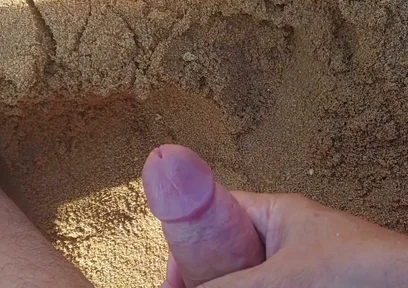 Ladysilva Masturbating His Cock on a Deserted Beach Until He Cums Hot