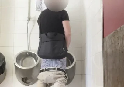 Amateur Straight Boy Trying to Get Caught at Public Urinal