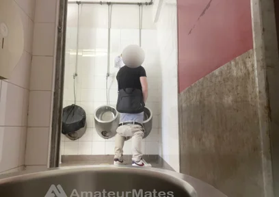 Amateur Straight Boy Trying to Get Caught at Public Urinal