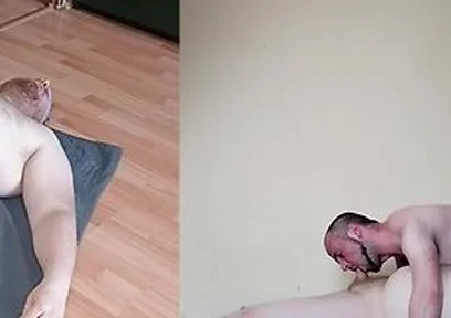 Big Bear Eating Chasers Ass, Lickin, Sucking, Cum Eating