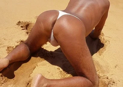 Ladysilva on the Beach in Sexy Panties Tanning Her Hot Ass