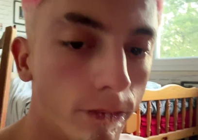 Twink Sucks His Xxl Dildo and Moans
