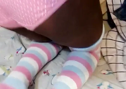 Black Femboy Shows You His Panties Bulge and Ass