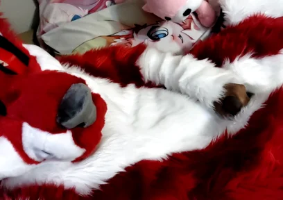 Jerking off and Showing Footpaws in Full-body Fursuit