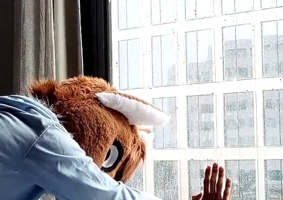 Bareback Femboy Furry Fursuit Fuck in Front of Window