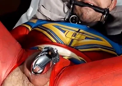 October 2021 Ricky Cage Live Show -- Cock-locked Superhero Takes Dicks in Ass and Mouth!