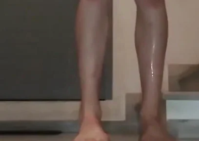 Masturbating Totally Naked in Staircase
