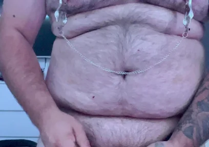 Cock and Ball Bondage with Nipple Clamps and Butt Plug