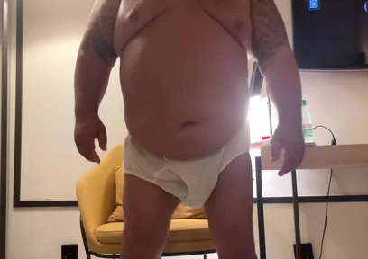 Large Older Giant Gentleman Has a Huge Belly and Hands Free Orgasms