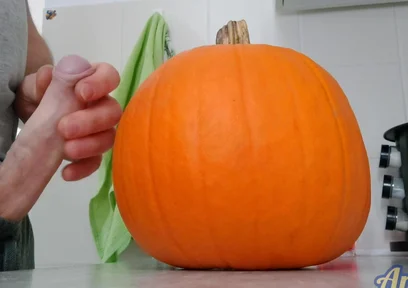 Another Halloween Orgasm. Throbbing and Thick on Pumpkin.