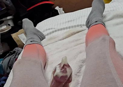 Edging in Condom and Finally Relese a Massive Load Inside!
