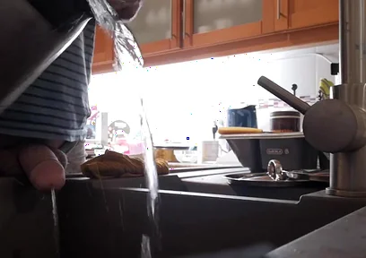 Morning Piss Into the Kitchen Sink