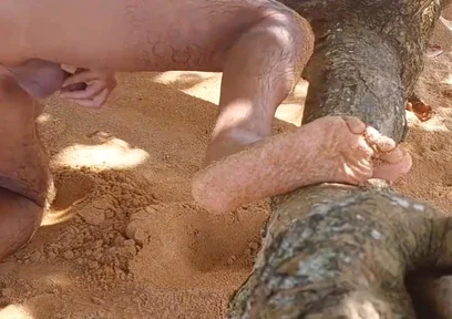 Ladysilva Naked on the Beach Tanned with a Mark Masturbating Showing off Her Hot Ass and Giving a Beautiful