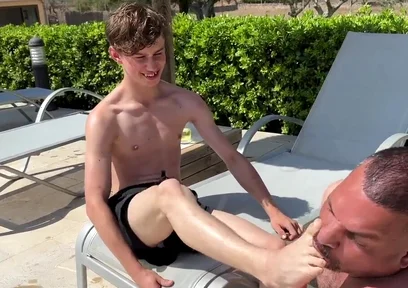 poolside piggyback master feet licking