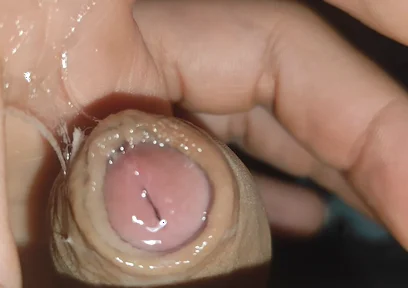 Creamy Pre-cum Slowly Sliding Down the Hole.