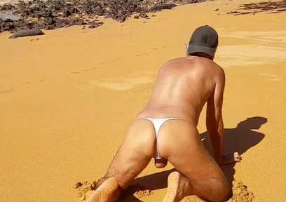 Ladysilva Crossdresser Showing off Her Hot Ass in Panties on the Beach