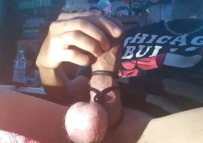 Squeezing My Balls While I Stroke My Lasso'd Cock Until Waterfall of Cum