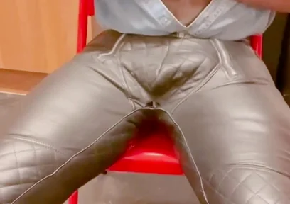 Leather Jeans Wank and Open Shirt Gay Porn Edging Session
