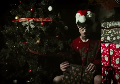 Jerking off Under the Christmas Tree