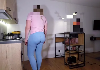 Jerking off While Trans Step-sister Is Cooking