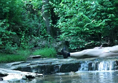Flexing by the Waterfall, Trying to Sneak a Little Private Moment…