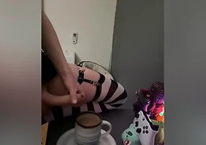 Femboy Cums In His Coffee And Drinks It All