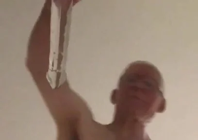 Close up View From Below Riding a Large Glass Cock