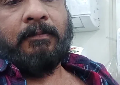 Shy Stepfather Showing His Boobs on Video Call