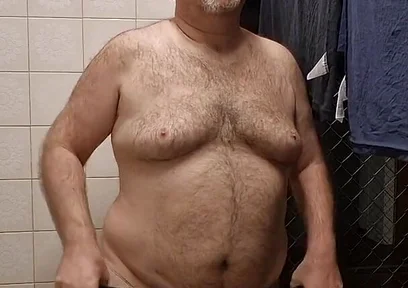 Chubby Daddy Bear Get Naked in the Laundry Room