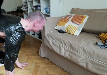 Wrapped in Black Film and Fucked with a Big Cock. 4K Original. Part 2