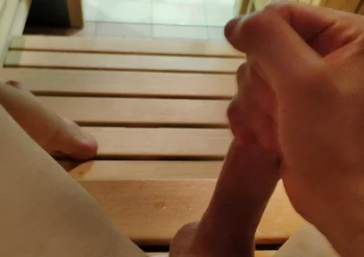 Young Skinny White Boy Jerking in the Sauna